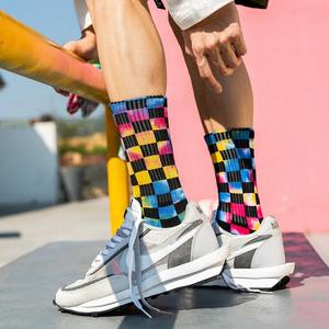 Nouvelle mode hommes chaussettes cravate colorant Plaid avec couleurs fluorescentes coton matériel Hip Hop Style drôle heureux Vortex Design - Product Image 6