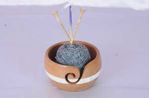 Bol en fil de hêtre vapeur avec nacre incrustée avec aiguille à tricoter gratuite et crochet crochet - Product Image 3