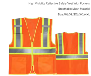 Gilet de sécurité en polyester haute visibilité pour l'extérieur en bordure de route et de construction avec maille réglable et bandes réfléchissantes grande taille - Product Image 3