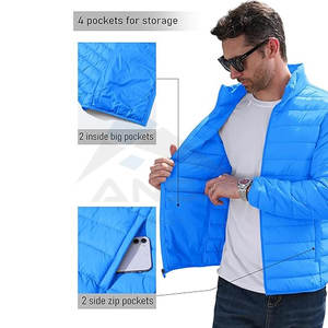 Chaqueta acolchada ligera y cálida para hombre, abrigo de invierno aislado a prueba de viento repelente al agua con carcasa de nailon transpirable, poliéster suave - Product Image 5