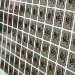 Customizable Silver Oval Cut Tamper Evident Waterproof Holographic Anti-counterfeit Security <b>Label</b> for Packaging Brand - Product Image 1