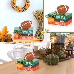 4 pièces Fall Football Wood Book Decor Thanksgiving Farmhouse Tiered Tray Autumn Faux Decorative Book Stacks Wooden Football - Product Image 5