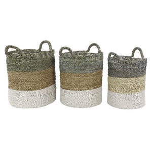 Conjunto de tres cestas redondas de mimbre Diseñador de calidad superior Nueva cesta Acabado personalizado Venta al por mayor Cesta de mimbre - Product Image 4