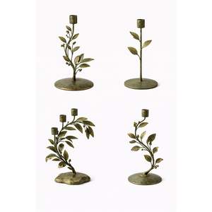 Bougeoir moderne de luxe en feuille d'or, design en métal en forme de branche, pour bougies coniques, décoration de Noël, de mariage et de salle à manger - Product Image 1