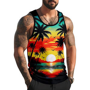 Camiseta sin Mangas Casual para Hombre, Diseño Personalizado de Punto, Sublimación, Deportiva, para Gimnasio, Transpirable, de Secado Rápido, Cuello Redondo, Talla Personalizada, Poliéster - Product Image 1