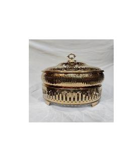 Plato de frotamiento de cobre de acero martillado con equipo de catering de latón Calentador de alimentos de buffet para bodas Restaurante Hoteles y fiestas - Product Image 1