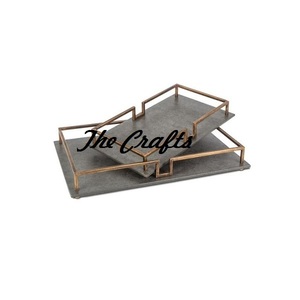 Best Selling Wooden Black <b>Color</b> Serving Tray With <b>Gold</b> Metal Legs Restaurant Kitchenware Serving <b>Food</b> Tray - Product Image 2