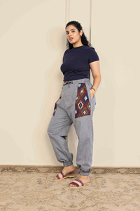 Pantalon Aladdin pour femme de taille libre Hippy Boho Yoga d'hiver écologique avec toile respirante avant plat confortable - Product Image 2