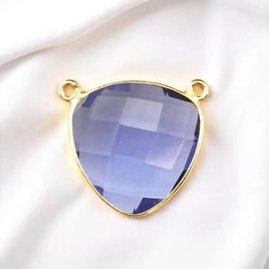 DIY doble fianza trillón facetado iolita piedra preciosa chapado en oro encanto colgante collar al por mayor - Product Image 1