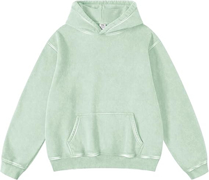 Sweat à capuche surdimensionné personnalisé pour hommes, pull en coton avec strass et broderie vieilli, sweat à capuche streetwear lourd - Product Image 4