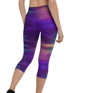 Qualité 92 Polyester 8 Spandex Ultra Doux Collants Casual Vêtements Stretch Pantalon Violet Galaxy Tie Dye D'eau Conception Capri Leggings - Product Image 5