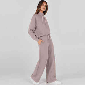 Survêtement oversize et lourd en coton avec logo personnalisé pour femmes, survêtement 2 pièces, ensemble pantalon de survêtement et sweat à capuche - Product Image 5