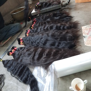 Cabello humano de un solo donante del templo indio del Sur Cabello liso Remy a granel negro sedoso Cabello Remi suave y natural - Product Image 2