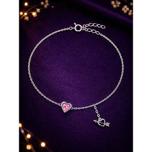 NOVAMART Fine Buy 100% <b>Real</b> 925 Silver Anklets/ Payal for Women Girls Cute Style Gold Plated 14k Material Diamond Stone Main Who - Product Image 2