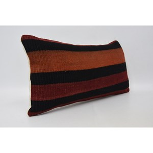 Almohada Kilim de lana a rayas sutiles marrones, 12x24 pulgadas, decorativa de lujo, Vintage, tejido esponjoso, antideslizante, respetuoso con el medio ambiente, extraíble - Product Image 3