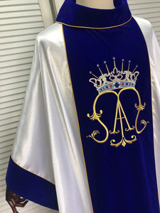 Casulla Católica Bordada en Jacquard Marian, Color Blanco y Azul, Gran Oferta, 2025, Hecha a Medida, Alta Calidad, Nuevo Diseño - Product Image 6