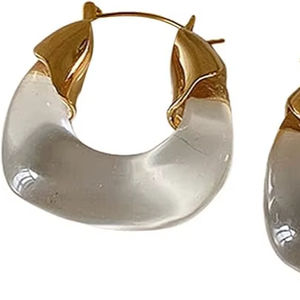 Pendientes de resina ligeros con purpurina brillante y polvo de oro para un aspecto moderno minimalista de la India al precio más barato - Product Image 1