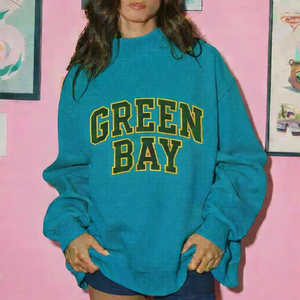 Sweat-shirt oversize en polaire pour femme, col montant, streetwear, ample, décontracté, automne-hiver, manches longues, pull-over - Product Image 5