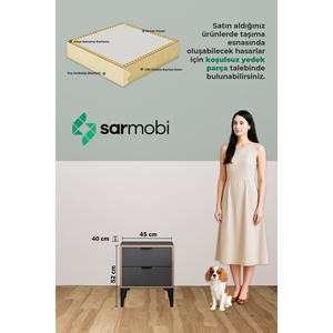 Mesita de Noche Moderna Plegable y Ecológica Arden con 2 Cajones, Mueble de Dormitorio Elegante con Almacenamiento para Escuela y Sala de Estar - Product Image 5