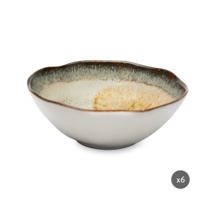 Set di 6 Ciotole in Ceramica Irregolari e Rotonde, Dioniso Excelsa, Smaltatura Reattiva, Decorazione Digitale Minimalista Lucida - Product Image 1