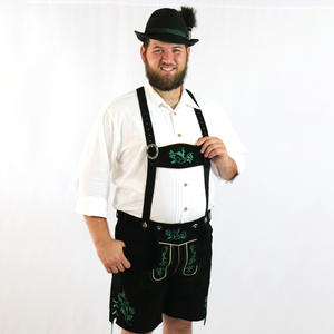 2024 New Style Men's Cotton Oktoberfest Lederhosen <b>Shorts</b> Embroidered Pattern Solid <b>Decor</b> Button Waist High Street Mid 6XL Size - Product Image 2