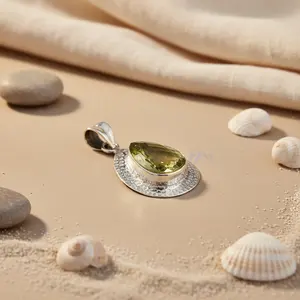 Colgante de Plata 925 con Citrino en Forma de Lágrima para Mujer, Joyería de Piedras Preciosas de Estilo Religioso con Cristal de Amatista Dorada, Regalo con Diamantes - Product Image 1