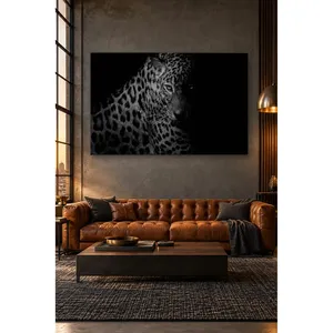 Fida Gray Leopard sortant de l'ombre - Impression sur toile - Product Image 2