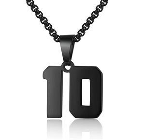 Collar con números arábigos de acero inoxidable, cadena de suéter Unisex de acero de titanio resistente al deslustre para estudiantes - Product Image 1