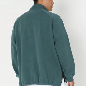 Custom Logo Cotton French Terry Heavyweight Quarter Zip <b>Mock</b> <b>Neck</b> Men's Side Zippers Oversized Sweatshirts Hoodies - Product Image 3