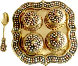 Plateau de service en incrustation d'os floral en bois naturel fabriqué à la main de qualité supérieure classique pour les restaurants à domicile et les hôtels de l'Inde - Product Image 3