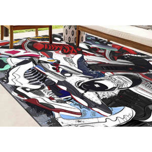 Alfombra Moderna con Estampado de Grafiti: Diseño Único para Entrada o Sala de Estar, Alfombra Delgada No Tejida - Product Image 3