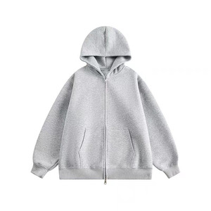 Sudadera con capucha estampada personalizada para hombre, sudadera holgada con cremallera de alta calidad, sudaderas con capucha sólidas de peso pesado - Product Image 4