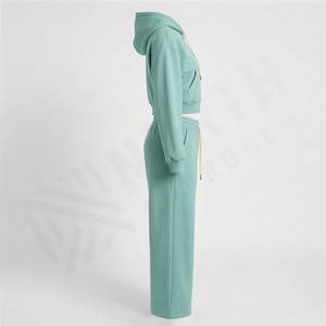 Sudadera Corta de Moda para Mujer, Estilo Informal, Gruesa, Lisa, de Gran Tamaño, con Capucha, Conjunto Deportivo, Logotipo Personalizado, Algodón Grueso - Product Image 3