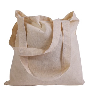 Sac cabas en toile de coton blanc uni avec logo imprimé personnalisé - Product Image 2
