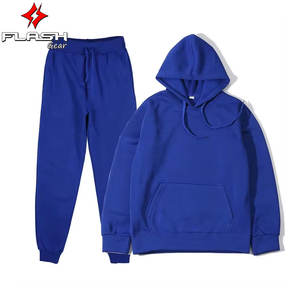 Unisex Winter Breathable <b>Velvet</b> Warm Customizable <b>Hoodie</b> Joggers Tracksuit Solid Color Two Piece Sports Set Printed Casual Wear - Product Image 3