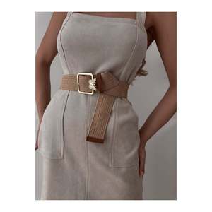 Ceinture élastique tissée pour femme avec boucle dorée, ceinture pour veste, ceinture pour chemise, ceinture pour robe - Wicker - Product Image 3