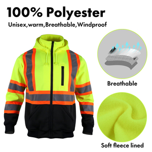 OEM prix de gros vêtements de sécurité de travail sweat à capuche de sécurité réfléchissant pour hommes à vendre vestes de sécurité sweats à capuche pour homme, 100% coton - Product Image 5