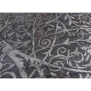 Alfombra Rectangular Azalea Floral y Abstracta de Lana y Seda Anudada a Mano Pae-6146 para Dormitorio y Pasillo, Modelo para Sala de Estar, Gris y Negro - Product Image 3