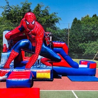 Château gonflable Spider-Man commercial 6x4x4m 1000KGS avec piscine et toboggan aquatique pour enfants