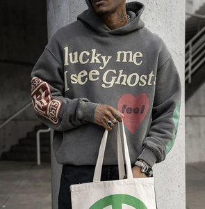 Sudadera con capucha personalizada de poliéster/algodón 500GSM, corte regular, estampado en relieve, forro polar sólido, para hombre y mujer - Product Image 6