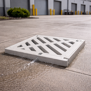 Grille de drainage en composite SMC UPVC WPC 57x57 cm D400 EN124, couvercle de drainage des eaux pluviales robuste pour usage extérieur en jardin - Product Image 3