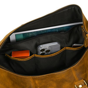 Sac de voyage en cuir de marque privée personnalisé de haute qualité pour hommes et femmes Valise De Voyage Sac polochon avec compartiment de poche - Product Image 6