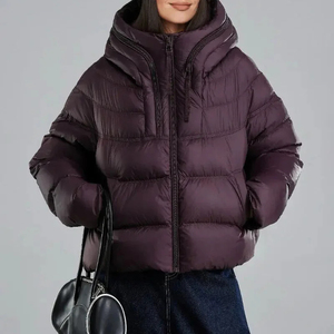 Veste matelassée personnalisable de haute qualité pour femmes avec logo personnalisé, en tissu toile, prix de gros - Product Image 5