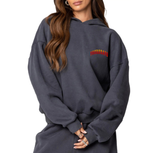 Sudaderas con capucha de alta calidad para mujer, sudaderas con capucha de gran tamaño con hombros caídos para mujer, Sudadera ligera sin cuerdas 300GSM 100% de algodón para mujer - Product Image 1