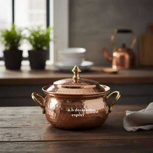 Casserole élégante en cuivre avec un style martelé à la main, design moderne et luxueux, 1000 ml, pot de cuisson écologique pour la maison et les hôtels - Product Image 1