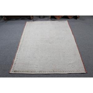 Tapis de 5,9 x 4,4 pieds, tapis turc vintage, tapis en laine blanc et rouge ombré - Product Image 3