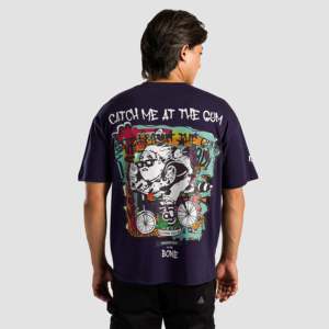 Camiseta Hustle Navy (Oversized) de Jersey Transpirable con Estampado Sólido y Número de Modelo Impreso - Product Image 1
