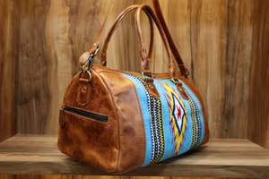 Aztec Pattern Western Style Saddle Blanket Duffel Bag PC Zipper Closure Custom Weekend Travel <b>Carry</b> <b>on</b> Bag Fashionable - Product Image 3