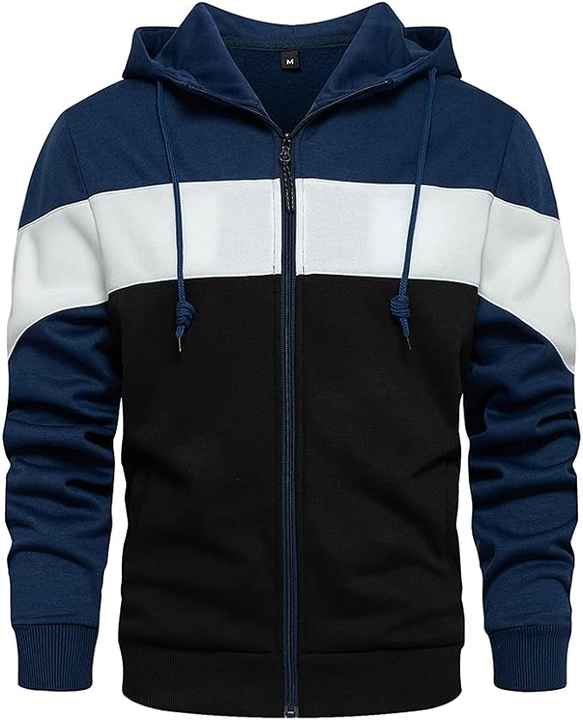 Men's Colourblocked White Ribbed Regular Fit Zip Up Hoodie main image 0