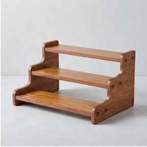 Mango Wood Three-Layer Storage <b>Rack</b> Standing Type Minimalist Design for <b>Kitchen</b> Spices Holders - Product Image 1